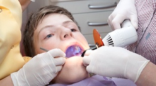 boy in dental chair