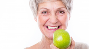 woman smiling apple